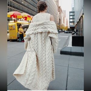 Zara Off-White Cable Knit Cape